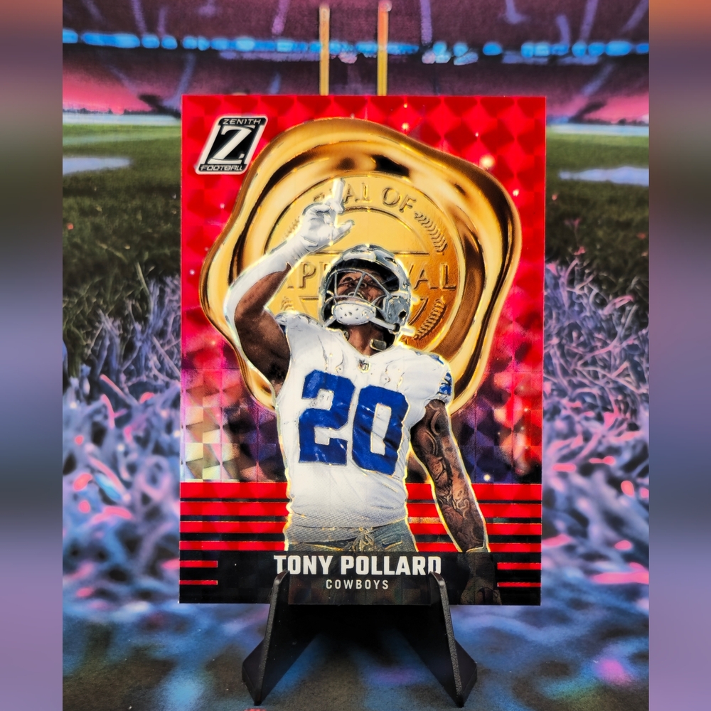 2023 Panini Zenith Tony Pollard SP Red Zeal of Approval Dallas Cowboys SP
